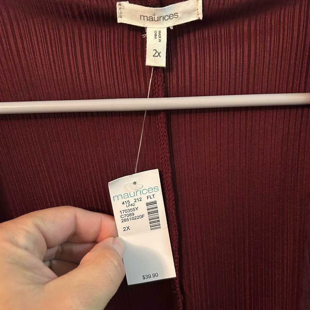 Maurices Burgundy Open Front Cardigan - Picture 5 of 5